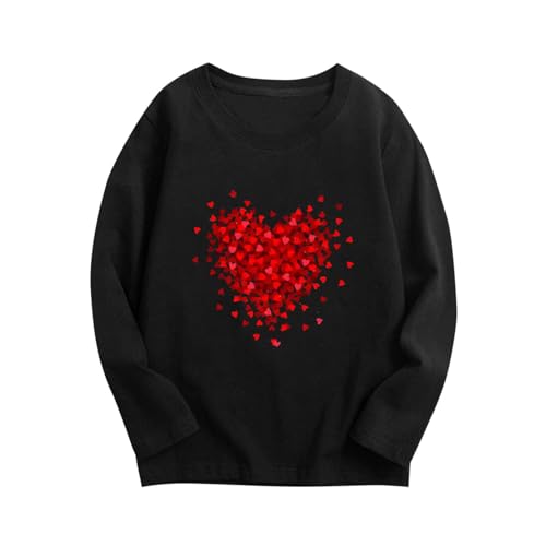 NZYIHAO Sweatshirt Mädchen Pullover für Kinder Baumwolle Sweater Kleinkind Langarm Tops Langarmshirt Bequeme Oberteile mit Liebe Herz Drucken Alter 3-14 Jahre von NZYIHAO