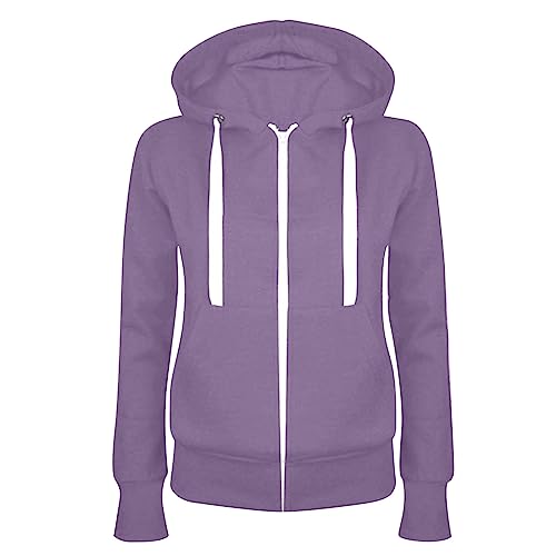 NZYIHAO übergangsjacke damen die discounter Sweatjacke Damen Zipper Hoodie mit Kapuze Casual Einfarbig Jacke Slim Fit Übergangsjacke Langarm Kapuzenjacke Große Größen Sportjacke Leichte Mantel Outfit von NZYIHAO