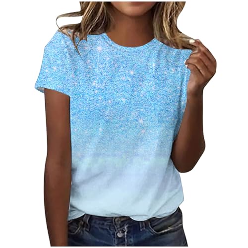 Pailletten Oberteil Damen Bluse Damen Lustige Glitzer Druck Tshirt Pailletten Muster Oberteile Sommer T-Shirt Kurzarm Pullover Rundhals Shirt Locker Tops Leicht Pulli Bequem T-Shirts für Frauen Pailletten Oberteil Damen Bluse Damen Lustige Glitzer Druck Tshirt Pailletten Muster Oberteile Sommer T-Shirt Kurzarm Pullover Rundhals Shirt Locker Tops Leicht Pulli Bequem T-Shirts für Frauen von NZYIHAO