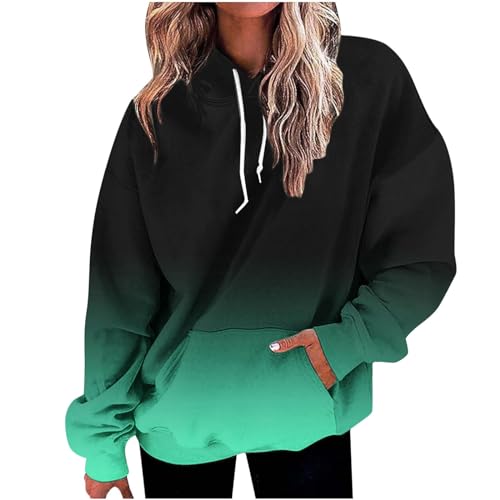 Pulli Damen Meine bestellungen anzeigen Oversize Hoodie Farbverlauf Langarmshirt mit Kapuze Casual Pullover Langarm Sweatshirt Große Größen Pulli Leichte Kapuzenpullover Basic Longshirt Sweatshirt von NZYIHAO