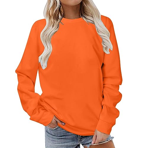 Pulli Damen Warehouse Deals Angebote Oversize Pullover Damen Casual Sweatshirt Einfarbig Langarmshirt Leichte Longshirt Langarm Pulli Große Größen Oberteile Rundhals Longsleeve Bequem Streetwear von NZYIHAO