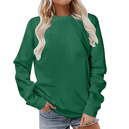 Pullover Damen Oversize Langarm Fleece Rundhalsausschnitt Sweatshirt Winter Frauen Mädchen Oversize Pullover Damen Casual Sweatshirt Einfarbig Langarmshirt Leichte Longshirt Langarm Streetwear von NZYIHAO