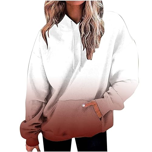 Pullover Damen Warehouse deals angebote Oversize Hoodie Farbverlauf Langarmshirt mit Kapuze Casual Pullover Langarm Sweatshirt Große Größen Pulli Leichte Kapuzenpullover Basic Longshirt Sweatshirt von NZYIHAO
