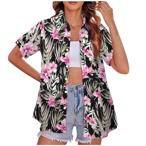 Rollkragenshirt Damen Hawaii Hemd Damen Sommer Bluse Strand Shirt mit Knöpfen Blumen Druck Hawaiihemd Casual Oberteile Kurzarm Revers Hemdbluse Leichte Tshirt Lose Tops Bequem T-Shirt Blusen Rollkragenshirt Damen Hawaii Hemd Damen Sommer Bluse Strand Shirt mit Knöpfen Blumen Druck Hawaiihemd Casual Oberteile Kurzarm Revers Hemdbluse Leichte Tshirt Lose Tops Bequem T-Shirt Blusen von NZYIHAO