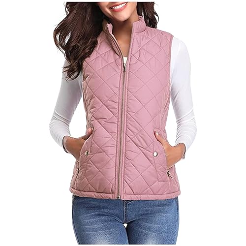 Sale Angebote Die Discounter Steppjacke Steppweste Damen Ärmellos Winterjacke Casual Steppjacke Winter Weste mit Reißverschluss Einfarbig Jacke Warme Übergangsjacke Bequem Wintermantel Steppmantel von NZYIHAO
