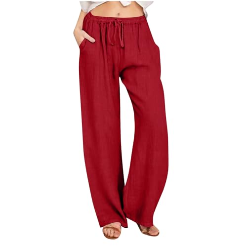 Sale Angebote Leinenhose Damen Lang Jogginghose Casual Sommerhose Musselin Hose Leichte Yogahose Sommer Leinen Hosen Große Größen Stoffhose Weites Bein Freizeithose Hohe Taille Strandhose Outdoorhose von NZYIHAO