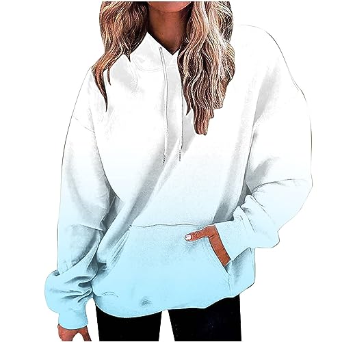 Sweatshirt Damen Blitzangebote des tages Oversize Hoodie Farbverlauf Langarmshirt mit Kapuze Casual Pullover Langarm Sweatshirt Große Größen Pulli Leichte Kapuzenpullover Basic Longshirt Sweatshirt von NZYIHAO