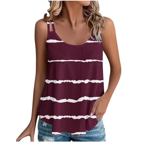 Tank Top Damen Sommer Spaghetti Oberteile Sommermode ärmellose Shirt Damen Tank Top Damen Spaghettiträger Tops Ärmellos Tanktops Sommer Oberteile Casual Trägertop mit Öse Stickerei Große Blusen von NZYIHAO