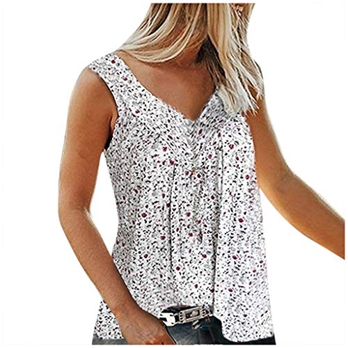 Tanktop Damen Sport Übergroße Tank Top Damen Elegant Blumen Druck Weste V-Ausschnitt Tanktops Sommer Shirt Lang Tops Große Größen Tshirt Leichte Bluse Locker Oberteile Bequem Trägertop Blusen von NZYIHAO