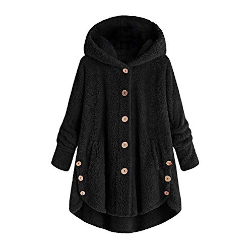 Teddy Fleecejacke Damen, Fleecejacke Damen Kapuze Winterjacke Teddyfleece Sweatjacke Flauschig Teddyjacke Warm Hoodie Jacke Lose Plüschjacke Button Down Kapuzenjacke Winter Weiche Mantel Große Größen von NZYIHAO