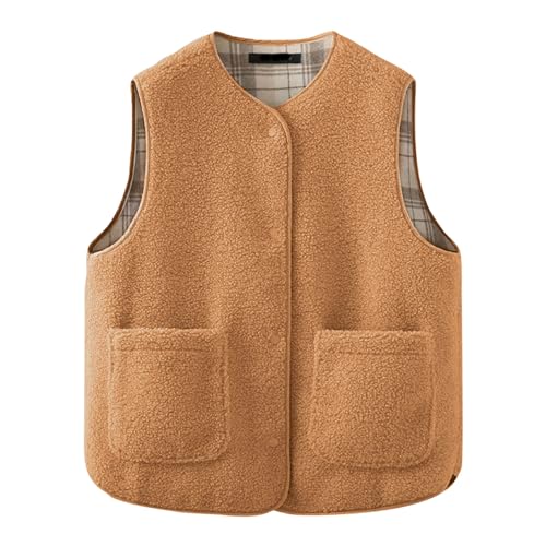 Teddyfleece Weste Damen Kurze Einfarbig Ärmellos Winterjacke mit Knöpfen Basic Kaschmir Westen Leichte Weicher Herbstjacke Herbst Winter Übergangsjacke Warm Plüsch Wintermantel Outer Plüschweste Teddyfleece Weste Damen Kurze Einfarbig Ärmellos Winterjacke mit Knöpfen Basic Kaschmir Westen Leichte Weicher Herbstjacke Herbst Winter Übergangsjacke Warm Plüsch Wintermantel Outer Plüschweste von NZYIHAO