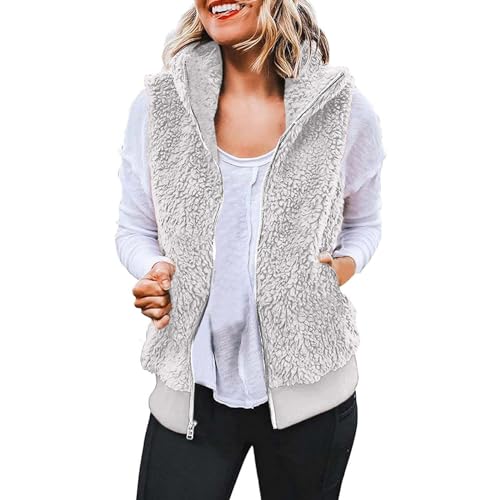 Teddyfleece Weste Damen Kurze Einfarbig Ärmellos Winterjacke mit Knöpfen Basic Kaschmir Westen Leichte Weicher Herbstjacke Herbst Winter Übergangsjacke Warm Plüsch Wintermantel Outer Plüschweste Teddyfleece Weste Damen Kurze Einfarbig Ärmellos Winterjacke mit Knöpfen Basic Kaschmir Westen Leichte Weicher Herbstjacke Herbst Winter Übergangsjacke Warm Plüsch Wintermantel Outer Plüschweste von NZYIHAO