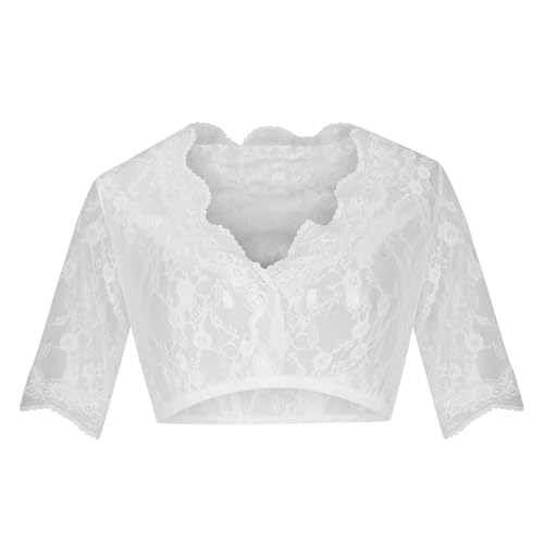 Trachtenbluse Damen Die Discounter Dirndl Bluse Damen Oktoberfest Dirndlbluse V-Ausschnitt Shirt mit Spitzen Sexy Einfarbig Tops Kurzarm Spitzentop Festliche Trachtenbluse Große Größen Trachten von NZYIHAO