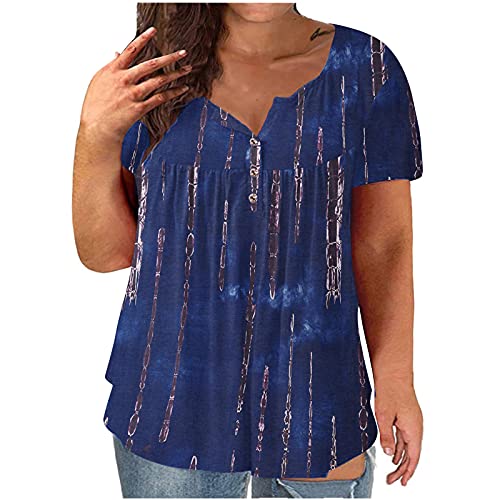 Übergroße Tshirt Damen V-Ausschnitt Bluse Sommer Einfarbig T-Shirt Große Größen Oberteile Lose Kurzarm Shirt Lässige Longbluse Leicht Pullover Bequem Tops Pulli Basic T-Shirts Sportshirt 5XL von NZYIHAO