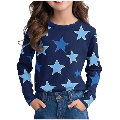 Warehouse Deals Angebote Bluse Mädchen Bedruckte Langarmshirt Bunte Tshirt Kinder Langarm Rundhals Tops Teenager Mädchen Oberteile Casual T-Shirt Leichte T Shirt Locker Pullover Basic Blusenshirt von NZYIHAO