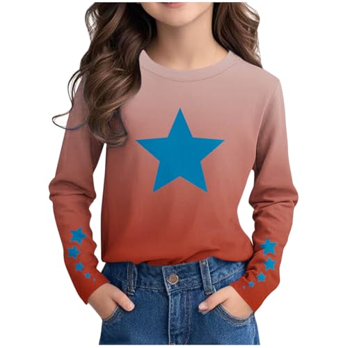 Warehouse Deals Angebote Bluse Mädchen Bedruckte Langarmshirt Bunte Tshirt Kinder Langarm Rundhals Tops Teenager Mädchen Oberteile Casual T-Shirt Leichte T Shirt Locker Pullover Basic Blusenshirt von NZYIHAO