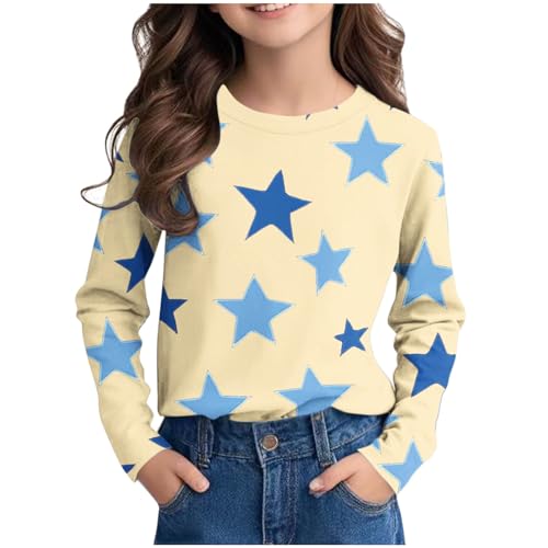 Warehouse Deals Angebote Bluse Mädchen Bedruckte Langarmshirt Bunte Tshirt Kinder Langarm Rundhals Tops Teenager Mädchen Oberteile Casual T-Shirt Leichte T Shirt Locker Pullover Basic Blusenshirt von NZYIHAO