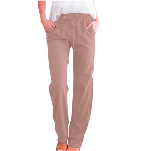 Warehouse Deals Angebote Leinenhose Damen Lang Jogginghose Casual Sommerhose Musselin Hose Weites Bein Stoffhose Sommer Yogahose Große Größen Leinen Hosen Leicht Freizeithose Hohe Taille Trousers von NZYIHAO