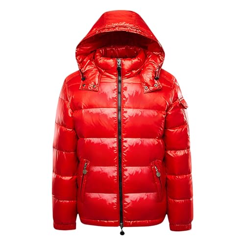 Winterjacke Herren Modische Glänzende Steppjacke Dicke Warme Jacke Winter Steppmantel mit Kapuze Langarm Wintermantel Wasserdicht Skijacke Reißverschluss Mantel Locker Kapuzenjacke Outdoorjacke 5XL von NZYIHAO