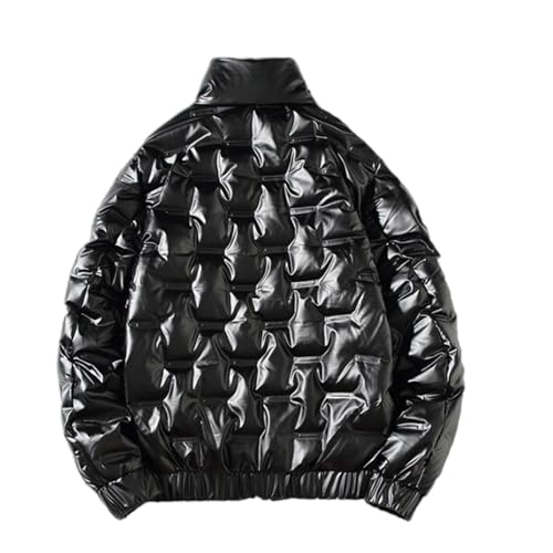 Winterjacke Herren Modische Glänzende Steppjacke Dicke Warme Jacke Winter Steppmantel mit Kapuze Langarm Wintermantel Wasserdicht Skijacke Reißverschluss Mantel Locker Kapuzenjacke Outdoorjacke 5XL von NZYIHAO