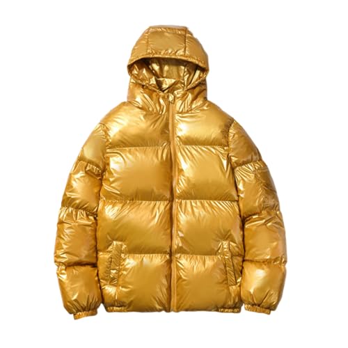 Winterjacke Herren Modische Glänzende Steppjacke Dicke Warme Jacke Winter Steppmantel mit Kapuze Langarm Wintermantel Wasserdicht Skijacke Reißverschluss Mantel Locker Kapuzenjacke Outdoorjacke 5XL von NZYIHAO