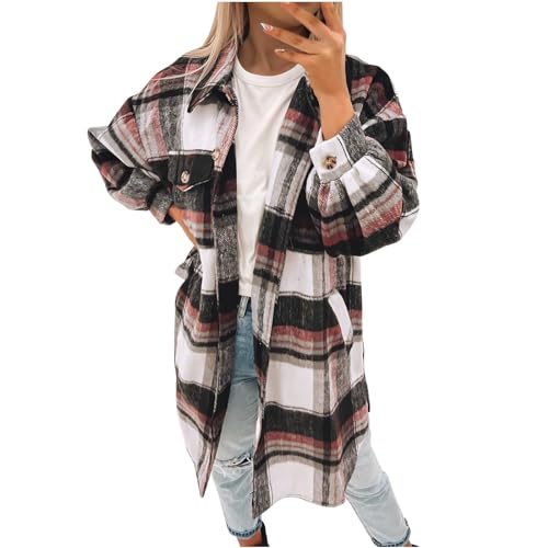 Wollmantel Black Friday Angebote 2024 Wolle Mantel Damen Karierte Druck Winterjacke Casual Wollmantel Winter Windbreaker mit Knöpfen Lang Jacke Langarm Wintermantel Revers Trenchcoat Locker Outwear Wollmantel Black Friday Angebote 2024 Wolle Mantel Damen Karierte Druck Winterjacke Casual Wollmantel Winter Windbreaker mit Knöpfen Lang Jacke Langarm Wintermantel Revers Trenchcoat Locker Outwear von NZYIHAO