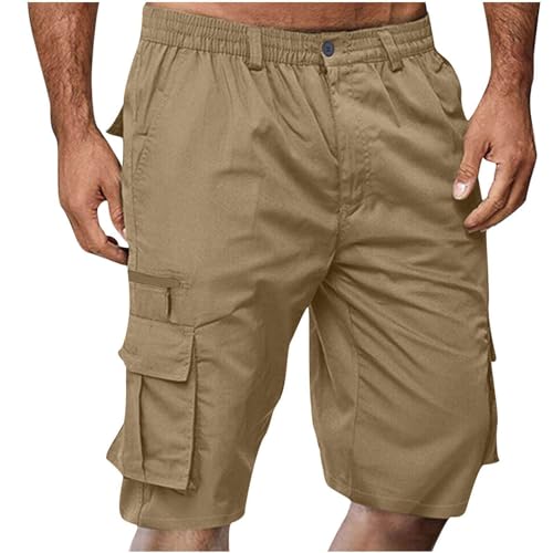 badehosen für herren Kurze Hosen Herren Casual Cargohose Sommer Shorts Einfarbige Cargo Hose Baumwolle Latzhose Große Größen Sommerhose Chino Jogginghose Knielang Sporthose Freizeithose mit Streetwear von NZYIHAO