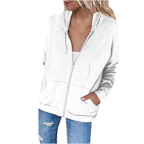 hoodie damen black friday angebote 2024 Sweatjacke Damen Casual Einfarbig Jacke Reißverschluss Hoodie mit Kapuze Langarm Übergangsjacke Große Größen Pullover Leichte Kapuzenjacke Locker Streetwear von NZYIHAO