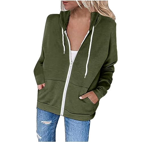 kapuzenullover damen geschenke für frauen Sweatjacke Damen Casual Einfarbig Jacke Reißverschluss Hoodie mit Kapuze Langarm Übergangsjacke Große Größen Pullover Leichte Kapuzenjacke Locker Streetwear von NZYIHAO