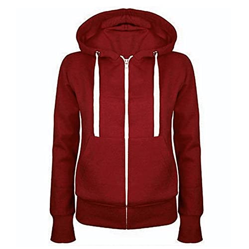 mantel damen warehouse deals angebote Sweatjacke Damen Zipper Hoodie mit Kapuze Casual Einfarbig Jacke Slim Fit Übergangsjacke Langarm Kapuzenjacke Große Größen Sportjacke Leichte Mantel Outfit von NZYIHAO