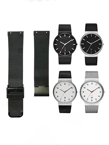 NZZXTO Ersatz-Uhrenarmband für Skagen Unisex-Uhr mit Schraube, schmales Armband, 22 mm - 20 mm (22 mm, schwarz) von NZZXTO