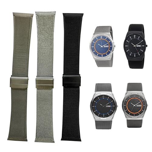 NZZXTO Ersatz-Uhrenarmband für Skagen Unisex-Uhr mit Schraube, schmales Armband, 28 mm-22 mm (28 mm, Silber) von NZZXTO