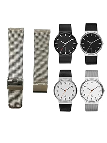 NZZXTO Ersatz Uhrenarmband für Skagen Unisex Uhr mit Schraube 22mm (Lochabstand 14MM) (22mm Silber) von NZZXTO