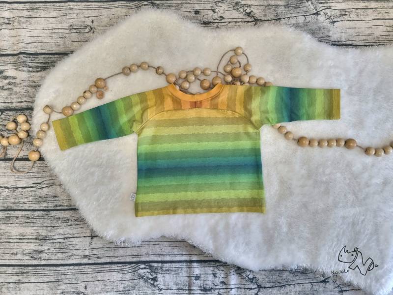 Buntes Langarmshirt in Größe 80 Mit Streifen Verschiedenen Farben | Gelb, Orange, Grün Und Blau Raglanärmeln von NaJoLe