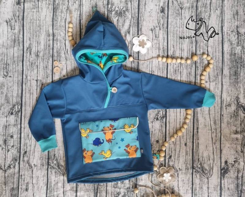 Parka Aus Softshell Teilweise Gefüttert Mit Großer Tasche Auf Dem Bauch Stoff Der Kinder Sendung Maus Für Jungs Und Mädchen von NaJoLe