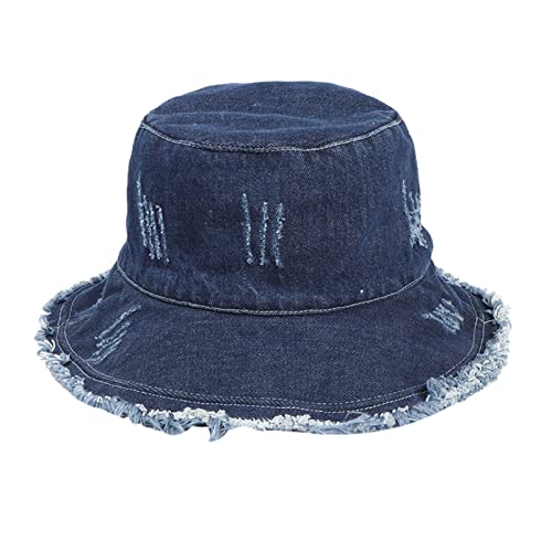 Bucket Hat, Damen Herren Denim Fischerhut mit Fransen am Hut Rand, Jeans Sonnenhut Hip Hop Hut Fashion Bucket Hat Unisex Cowboyhut Sommer Mütze Fischer Hüte von NaLatia