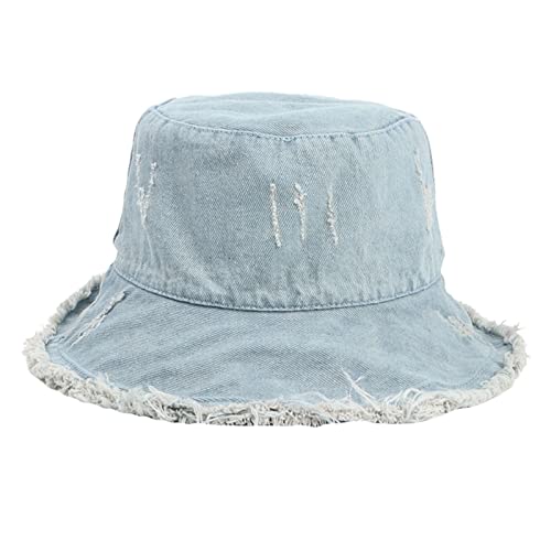 Bucket Hat, Damen Herren Denim Fischerhut mit Fransen am Hut Rand, Jeans Sonnenhut Hip Hop Hut Fashion Bucket Hat Unisex Cowboyhut Sommer Mütze Fischer Hüte von NaLatia