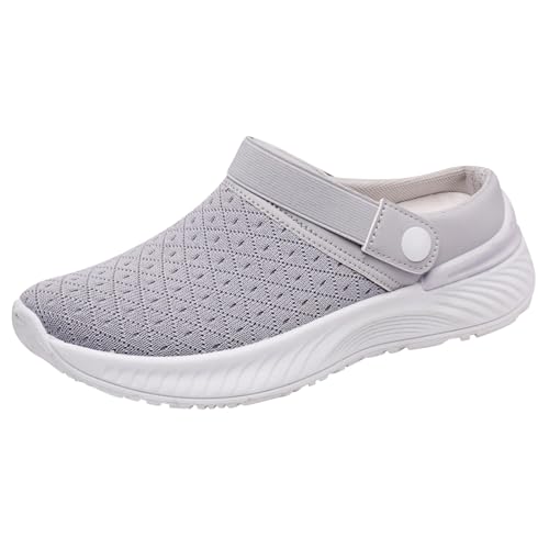 Clogs Damen Mit Fussbett, Vorne Geschlossen Outdoor Schuhe Orthopädische Schuhe Sommer mit Leichter Sohle Gesundheitsschuhe Atmungsaktiv Mesh Pantoletten Diabetic Air Cushion Hausschuhe 2025 Neu von NaLatia