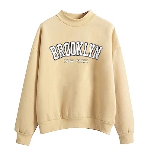 Damen Casual Brooklyn New York Letter Graphic Sweatshirt Crewneck Drop Shoulder Fce Pullover Shirt Tops Pullover Hoodie von NaLatia