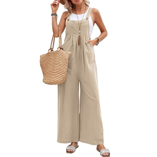 Damen Latzhose Sommer Oversize Trägerhose Beiläufig Loose Bib Pants Overall Baggy Jumpsuit Strampler Sommerhose mit Träger von NaLatia