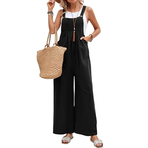 Damen Latzhose Sommer Oversize Trägerhose Beiläufig Loose Bib Pants Overall Baggy Jumpsuit Strampler Sommerhose mit Träger von NaLatia