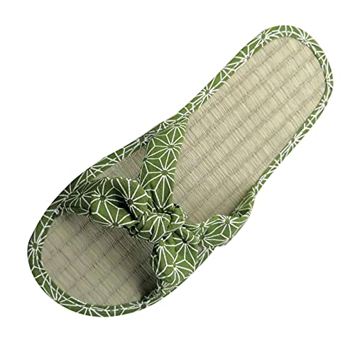 Flip-Flops Bambusfaser Damen Hausschuhe Split Toe Sommer Hausschuhe Blumensandalen Flache Unterseite Bequeme rutschfeste leise Bambus Rattan Hausschuhe Anti-Schweiß Frische Flip-Flops von NaLatia