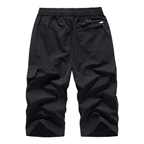 Herren 3/4 Badehose Schnell Trocknend Boardshorts Große Größe Sommer Strandshorts Einfarbig Sport Shorts Leichte Atmungsaktiv Schwimmshorts Surfen Hose mit Verstellbarem Tunnelzug A von NaLatia