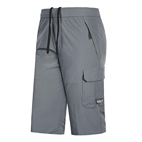 Herren 3/4 Badehose Schnell Trocknend Boardshorts Große Größe Sommer Strandshorts Einfarbig Sport Shorts Leichte Atmungsaktiv Schwimmshorts Surfen Hose mit Verstellbarem Tunnelzug A von NaLatia