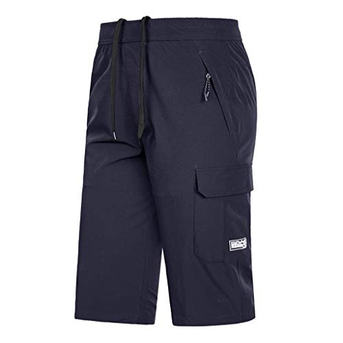 Herren 3/4 Badehose Schnell Trocknend Boardshorts Große Größe Sommer Strandshorts Einfarbig Sport Shorts Leichte Atmungsaktiv Schwimmshorts Surfen Hose mit Verstellbarem Tunnelzug A von NaLatia