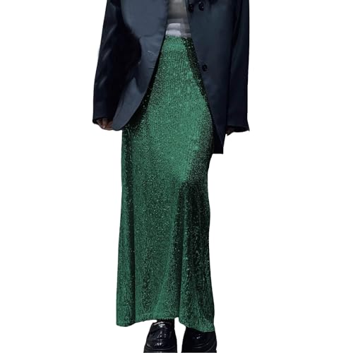Metallic Oberteil Damen Pailettenrock Für Damen Lang Damen 20er Jahre Kleid Damen Pailettenkleider für Damen Cocktailkleid Damen Rave Outfit Damen Karneval Rock Partykleid Damen Glitter Prom Party von NaLatia