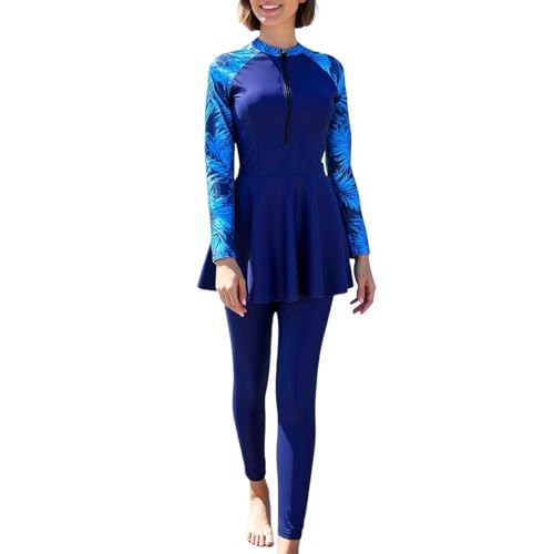 NaLatia 2-tlg Burkini Set Damen - Muslimische Bademode Langarm Schwimmoberteil - Modest Volle Abdeckung Schnelltrocknend Sport Schwimmanzug von NaLatia
