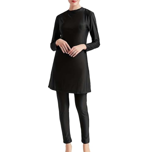 NaLatia 3-tlg Muslimische Badeanzug Set Damen - Burkini Langarm Schwimmoberteil + Schwimmhose + Hijab - Volle Abdeckung Modest Bademode UV-Schutz 2025 Neu von NaLatia