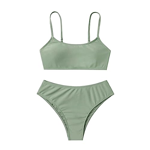 NaLatia Bikini Teenager Mädchen Bikini Set Bustier Bikinislip Zweiteiliger Badeanzug Bikini Teenager Mädchen 14 Jahre Bademode Set Sportlich Badeanzug Rüschen Push Up Bikini mit Shorts von NaLatia
