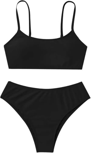 NaLatia Bikini Teenager Mädchen Bikini Set Bustier Bikinislip Zweiteiliger Badeanzug Bikini Teenager Mädchen 14 Jahre Bademode Set Sportlich Badeanzug Rüschen Push Up Bikini mit Shorts von NaLatia